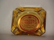 Vintage Golden Nugget Casino Amber Glass Ashtray Downtown Las Vegas