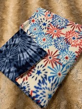 Dog Fleece Blanket NEW Small 28" x 34" Fireworks and Tie Die Print