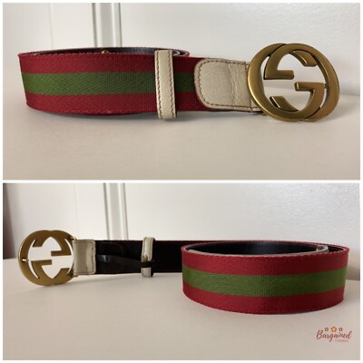 GUCCIベルト インターロッキングG バックル付き リバーシブル レザー ベルト