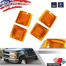 4PCS Amber Front Side Marker Corner Lights For 94-00 Chevy&GMC C/K Pickup Trucks