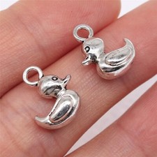 Free Ship 144 Pcs Antique Silver Color Duck Charms Pendants 15X10MM C13856