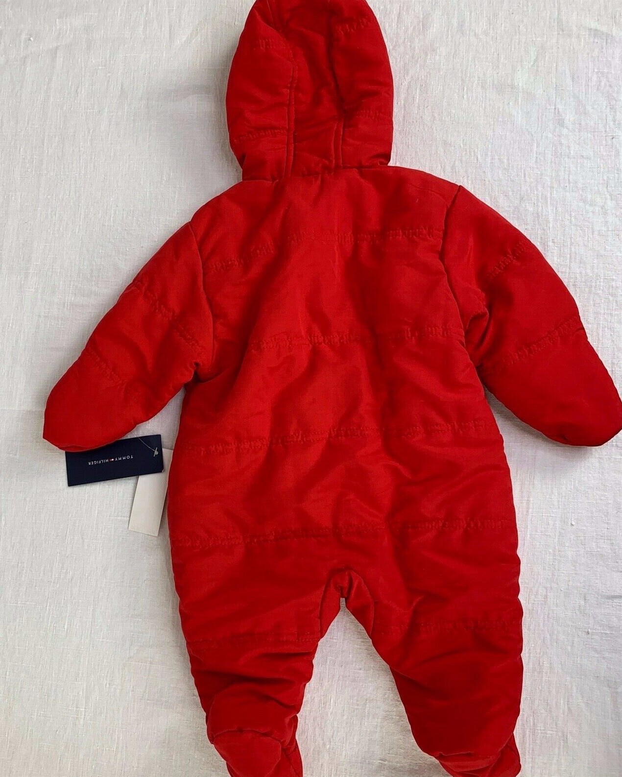 Tommy Hilfiger Baby Pram Snowsuit Sz 36 mo Bunting Red Faux Fur Trim