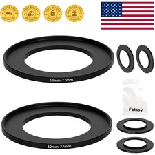 Dual-Pack Aluminum 52mm to 77mm Step-Up Ring Adapter for Lens Filters
