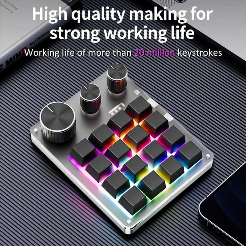 2.4G Bluetooth USB Mechanical Keyboard Knob Volume Button Programming Gaming