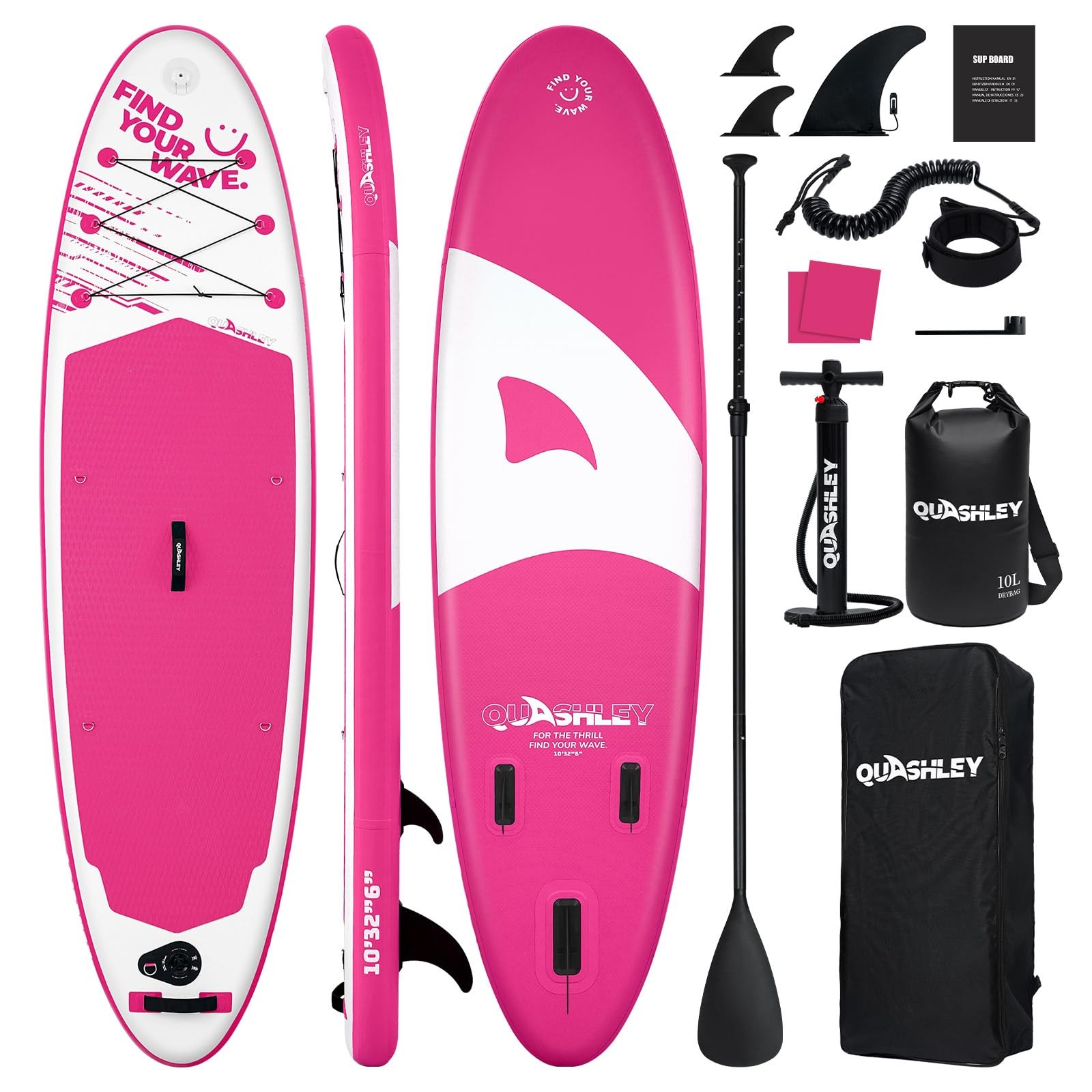 Complete Inflatable SUP Package with Paddle, Pump, and 10L Waterproof Bag