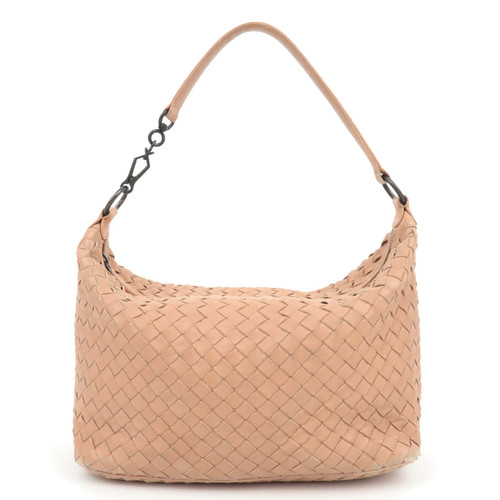 BOTTEGA VENETA Intrecciato Leather Shoulder Bag Beige Authentic