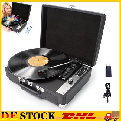 Vinyl Plattenspieler mit Riemenantrieb Bluetooth USB TF SD und Kofferdesign