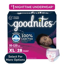 Goodnites Girls Nighttime Bedwetting Underwear, XL 95-120 lbs , 28 Count