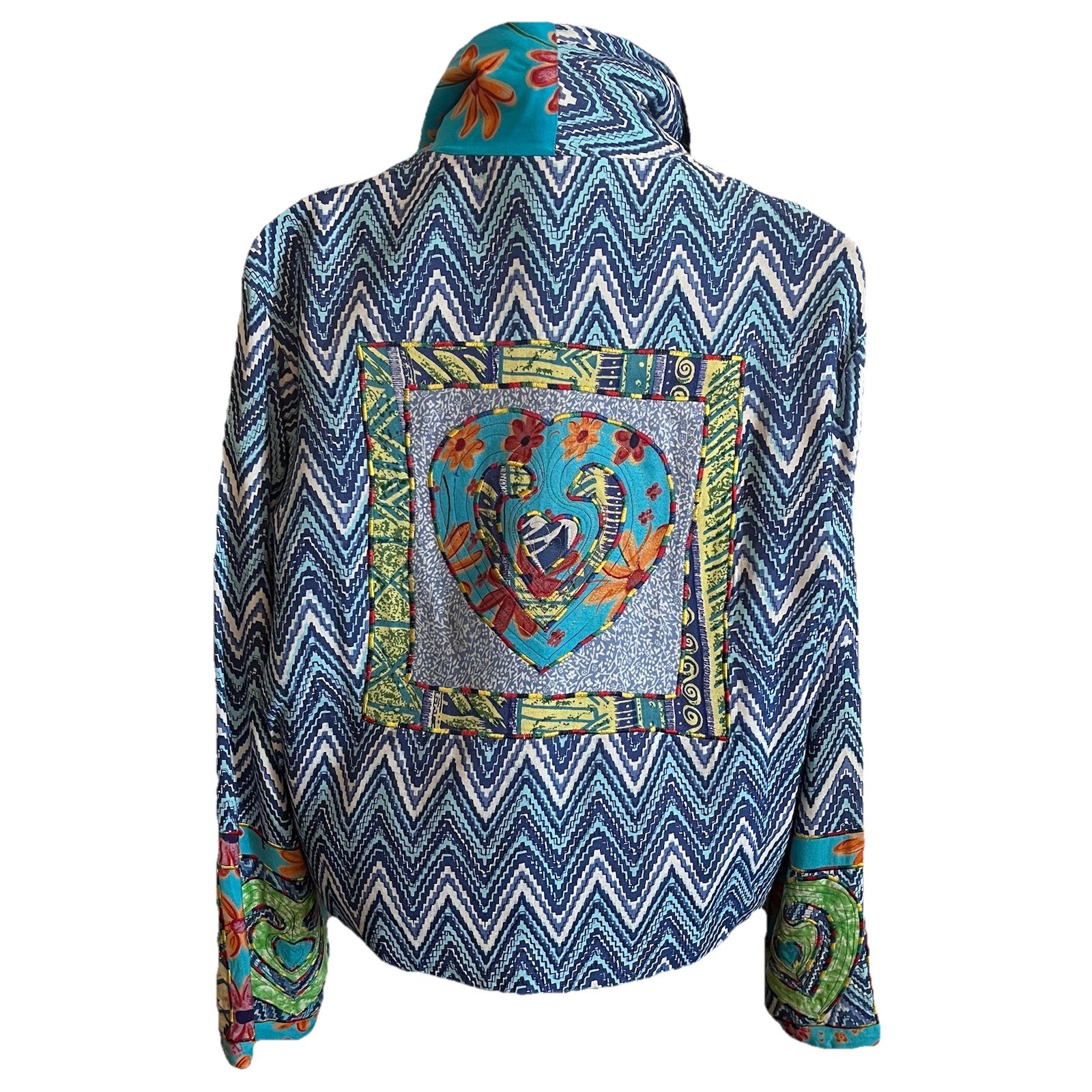 VTG Sandy Starkman Patchwork Jacket M Blazer Arts… - image 9