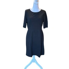 Garnet Hill Short Sleeve Mini Sheath Dress Womens Size 10 Black