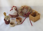 VTG Granny Cottage Core Country MINIATURE Baskets wreath raggedy Ann Crock Prim — photo 1