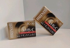 Lot of 2 - Maxell HGX Gold VHS-C Camcorder, TC-30, Videotape 