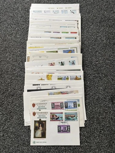Job Lot of 48 Guernsey First Day Covers & Covers FDC's 1971 - 1997 Lot #N86