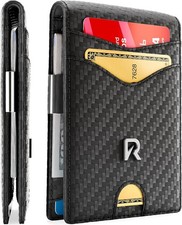 Slim RFID Wallet for Mens   Minimalist Wallet for Men with Money Clip, Holds 12