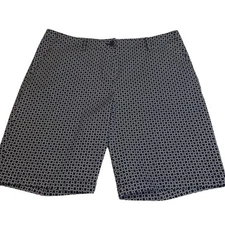 Talbots Women's Blue/White Geo Print Bermuda Casual w/Pockets Chino Shorts 16P #