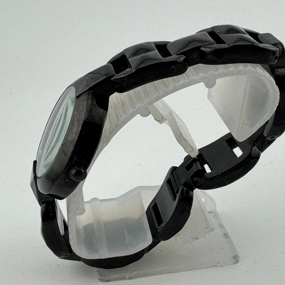 Akribos Swiss Quartz Watch Women Black Abalone Dial Diamonds New Battery 6.5" - Image 4 of 4