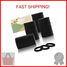 100PCS Black Hair Ties for Women, Seamless Cotton Hair Bands, No Crease No Damag