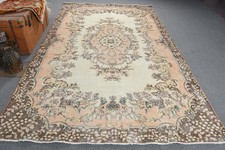 Turkish Rug, 6,6x10,7 ft Vintage Rug, Brown P...