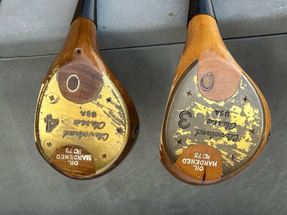 Cleveland Classic USA Persimmon 3,4 Wood Driver Set- Oil Hardened RC75. RH- 42 - Image 2 of 4