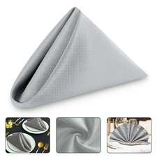 10Pcs Silver Gray Satin Napkins Polyester Square Bright Wedding Event
