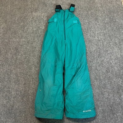 Columbia Sportswear Snow Bib Pants Girls S 8 Teal Adjustable Strap Front Zip
