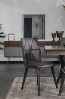 Grauer Stuhl Designer Esszimmer StüHle Sitzstuhl Lehnstuhl Textil Holz