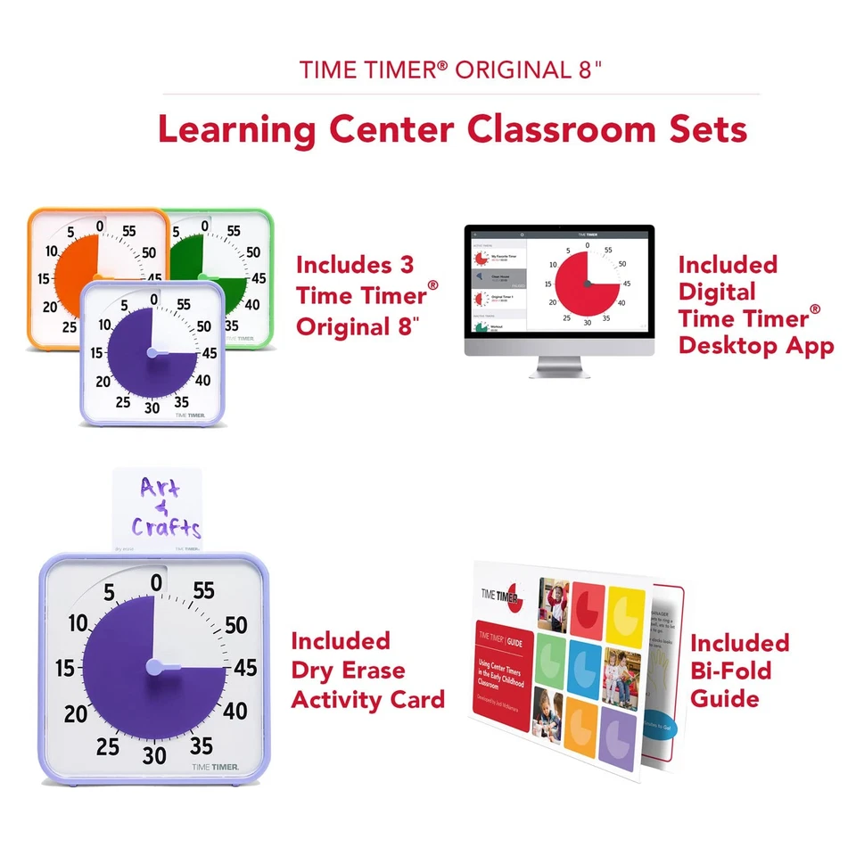 8 Inch Learning Center Classroom Set — 60 Minute Visual Timer for Kids with D... - Image 4 of 4