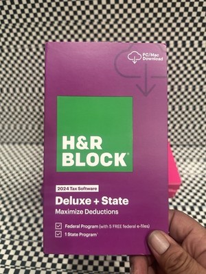 NEW H&R Block Tax Software Deluxe + State 2024 PC/Mac