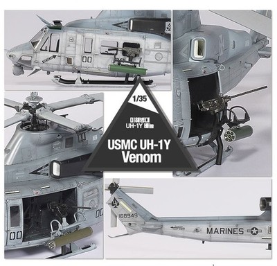 Academy 1/35 USMC UH-1Y Venom US Marine Helicoptor Huey Plastic