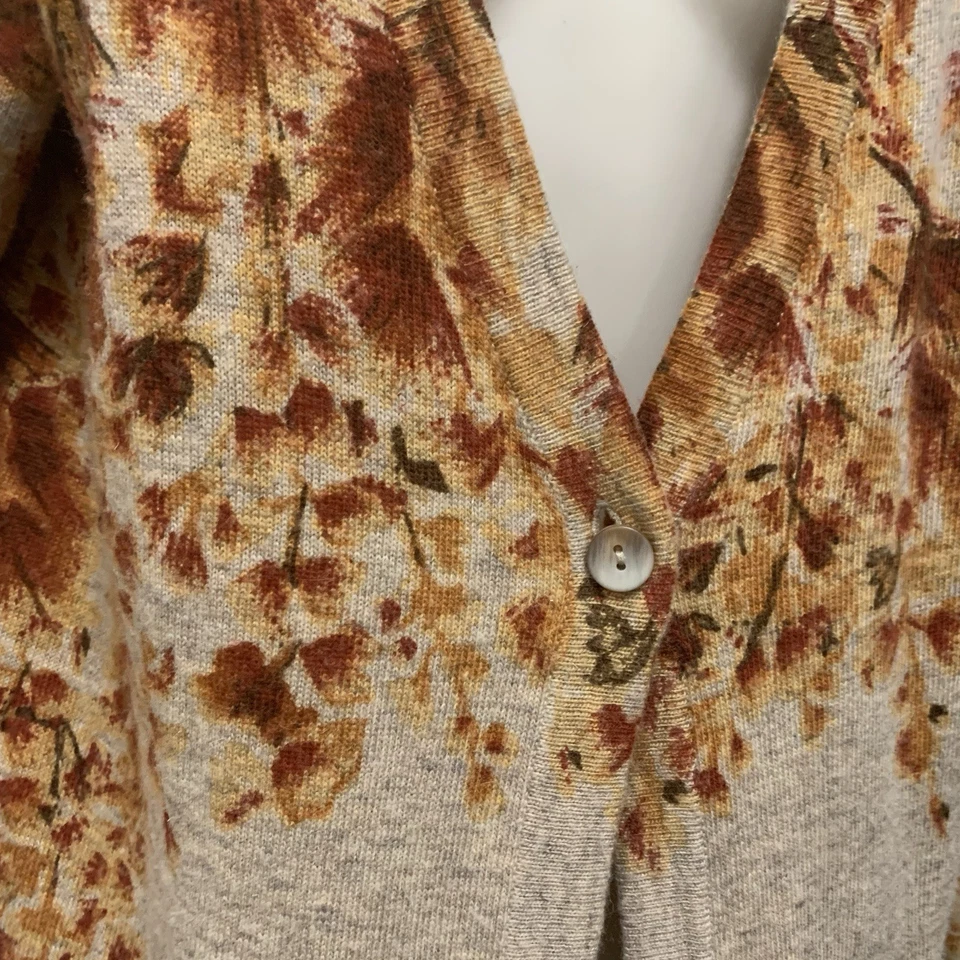 Cárdigan para mujer Coldwater Creek M floral botón único naranja quemado pino Foto 3 de 4