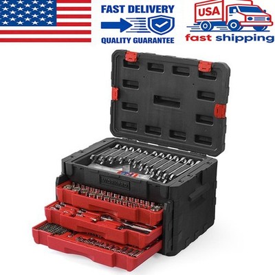WORKPRO 450-Pieces Drive Socket Set Metric SAE Ratchet Wrench Mechanics Tool Set