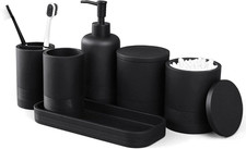 6-Piece Bathroom Accessories Set, Organizer Set with Soap Dispenser, Toothbrush