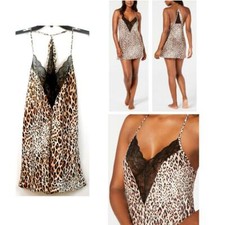INC International Concepts Cheetah Lace Trim Chemise Nightgown Choose Size New