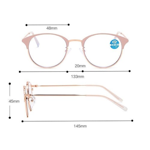 Retro Women Reading Glasses Metal Round Blue Light Blocking Readers +1.0~4.0 - Bild 3 von 16