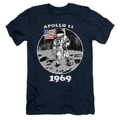 NASA Apollo 11 Slim Fit T-Shirt Man on the Moon Navy Tee