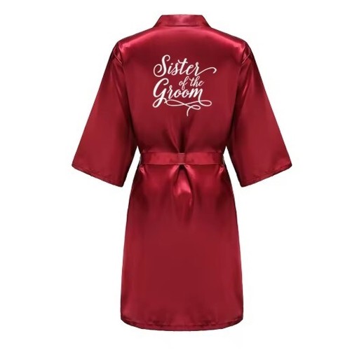 Red Wedding Robe Bridesmaid Bridal Party Gift Kimono Satin Robe - Imagen 3 de 22