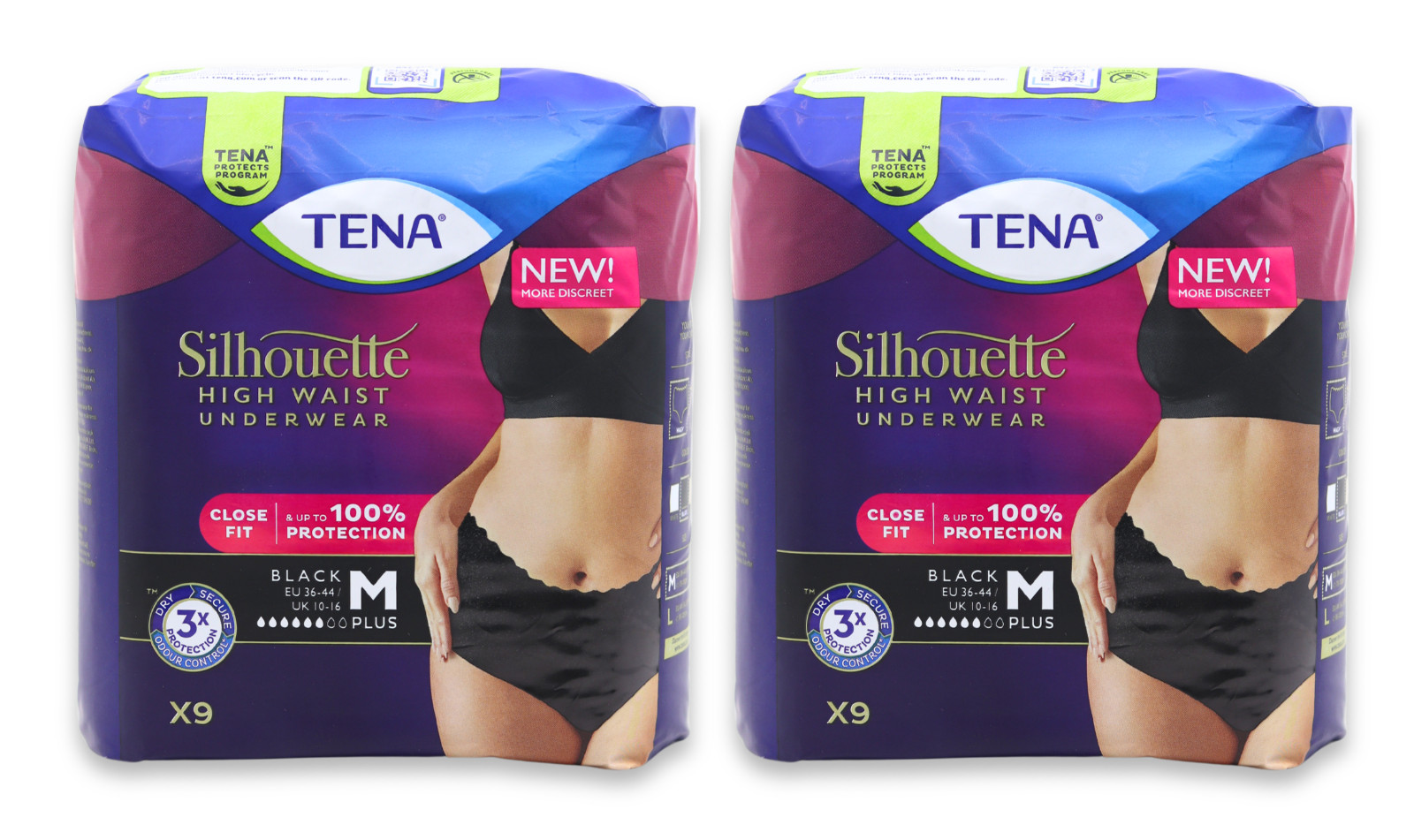 Tena Silhouette Plus High Waist Noir Medium (1010Ml) 9 Pack Incontinence Protection - Image 3