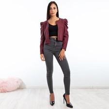 Giacca Donna Corta Bolero Simil Pelle Maniche Sbuffo Elegante TOOCOOL VI-3010