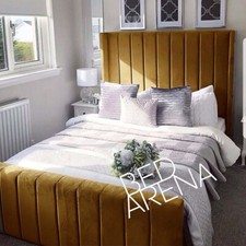 Plush Velvet Wing Back Bed, Panel Bed, Upholstered Bed, Double Bed, King, 6ft
