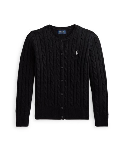 Black Cable Knit Wool Blend Cardigan 