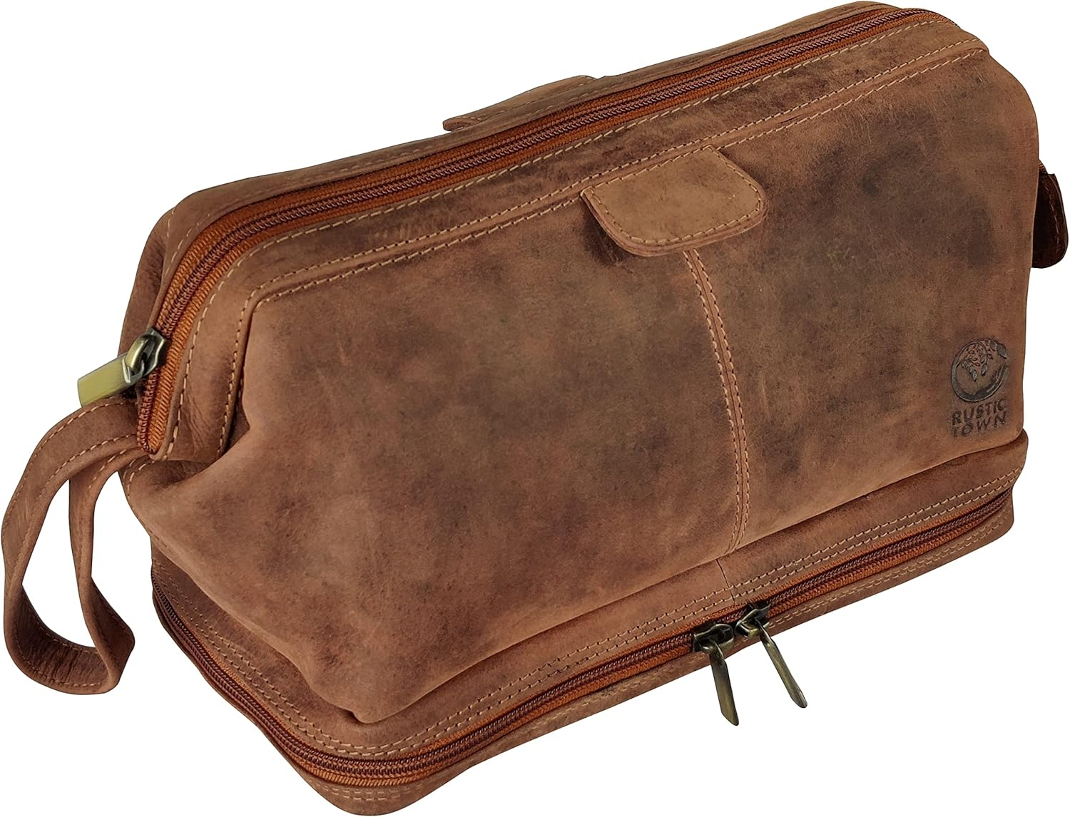 Men's Leather Travel Toiletry Bag - Shaving Dopp Kit for Bathroom & Shower Essentials