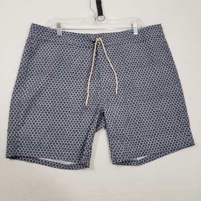 Faherty Classic 7in Boardshort Men's Size 38 Blue Fishscale Batik Print