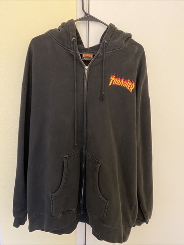 Thrasher Sudadera Con Capucha Negro Vintage Talla XL | eBay