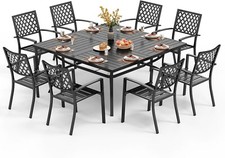 9 Piece Patio Dining Furniture Set Outdoor Metal Table Chairs Set Space-Saving
