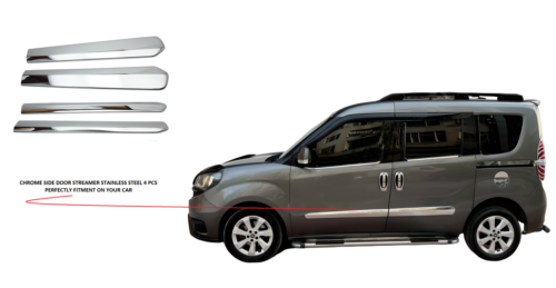 Pour Fiat Doblo 2010+ Chrome porte latérale streamer acier inoxydable 4 pièces - Photo 1/5