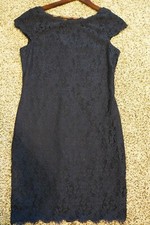 Eliza J Short Sleeve Blue Lined Lace Sheath Blue Dress Size 8