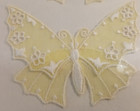 2 Butterfly Embroidered Applique Sheer Yellow 2.5" Forster-Willi Switzerland