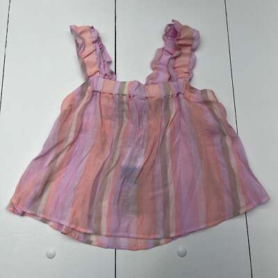Blu Pepper Pink Stripe Ruffle Tank Top Women s Size Large New