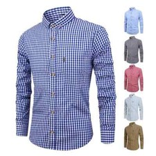 Camisa De Vestir Con Botones Elegante De Algod n A Cuadros Para Hombres Negocios