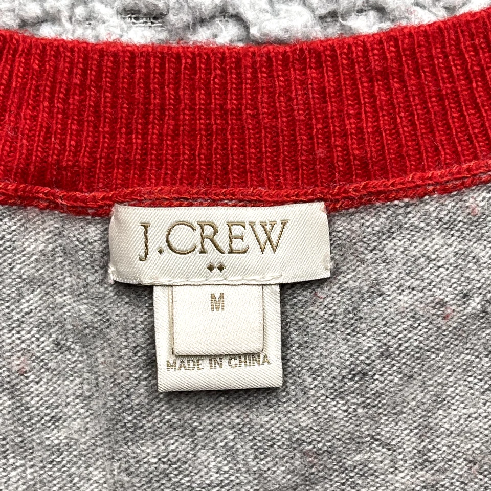 J. Crew Sweater Womens Size M Red Gold Polka Dot Merino Wool Blend Pullover - Image 3 of 4